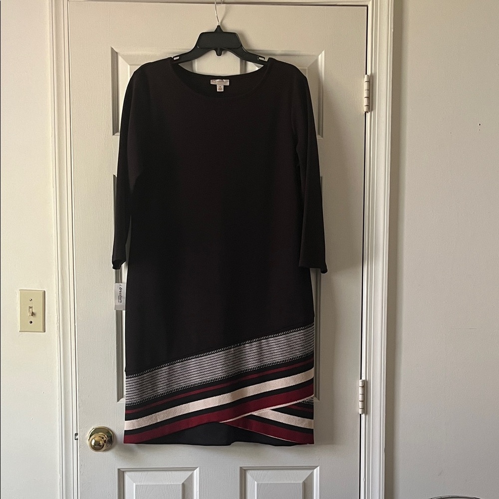 dressbarn Black and Red Long Sleeve Dress